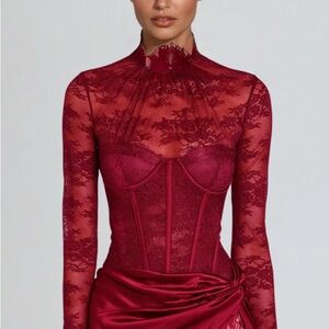 Mew Mews Cynosure Stand Collar Lace Dress In Red Valentines Day Dress Size Small